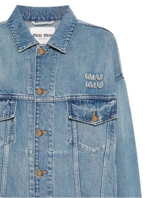 Blue denim light wash jacket Miu Miu | GWB195S-OOO1373F0076